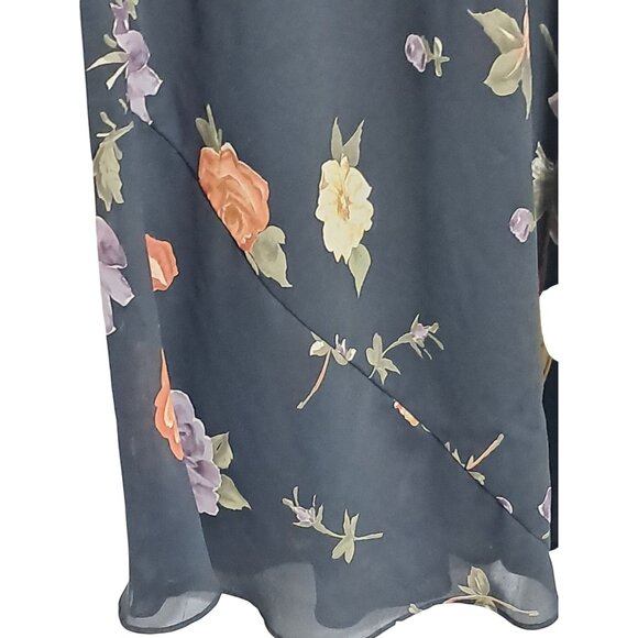 90s Alyn Paige Dress Black Floral Sleeveless Maxi Made In USA - Picture 11 of 11